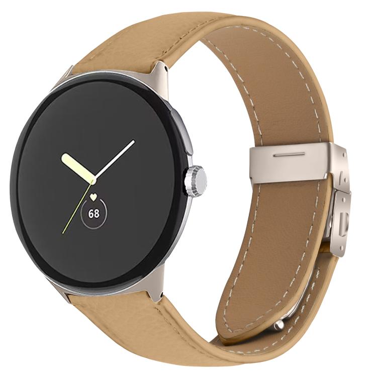 Correia de relógio em pele com textura de lichia e fecho de fivela em forma de casco de tartaruga Starlight, para Google Pixel Watch 4 / 3 / 2 / 1 41mm