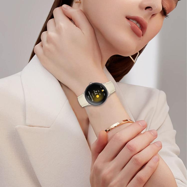 Correia de relógio em pele com textura de lichia e fecho de fivela em forma de casco de tartaruga Starlight, para Google Pixel Watch 4 / 3 / 2 / 1 41mm