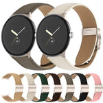 Correia de relógio em pele com textura de lichia e fecho de fivela em forma de casco de tartaruga Starlight, para Google Pixel Watch 4 / 3 / 2 / 1 41mm
