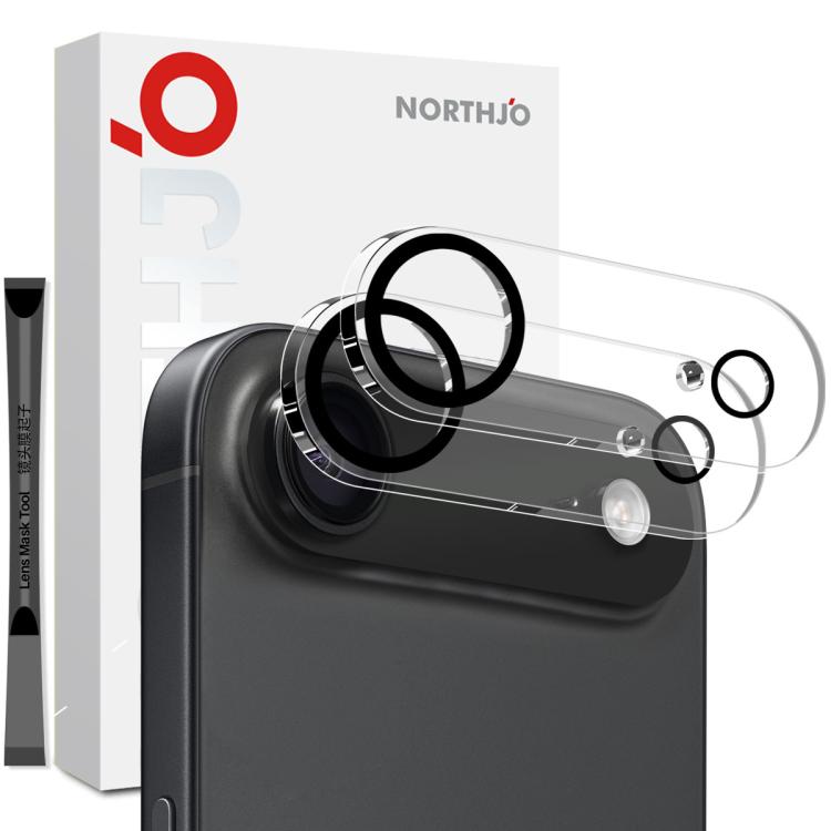 2pcs NORTHJO Camera Lens Protector 3D Night Shot Tempered Glass Film, For iPhone 17 Pro Max, For iPhone 17 Pro, For iPhone 17, For iPhone Air