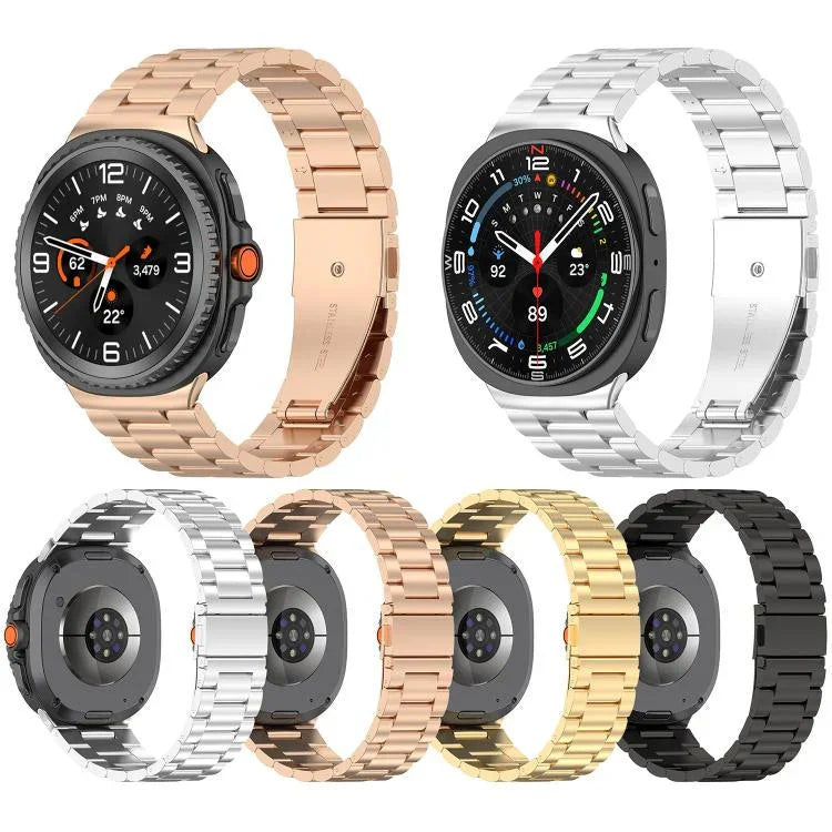 Correia de Relógio Slim de Aço Inoxidável com Três Contas, Para Samsung Galaxy Watch8 / Watch8 Classic