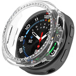 Capa de Relógio Oca de PC com Diamantes em Única Fileira e Cobertura Parcial, Para Samsung Galaxy Watch 8 44mm, Para Samsung Galaxy Watch 8 40mm