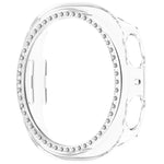 Capa de Relógio Oca de PC com Diamantes em Única Fileira e Cobertura Parcial, Para Samsung Galaxy Watch 8 44mm, Para Samsung Galaxy Watch 8 40mm