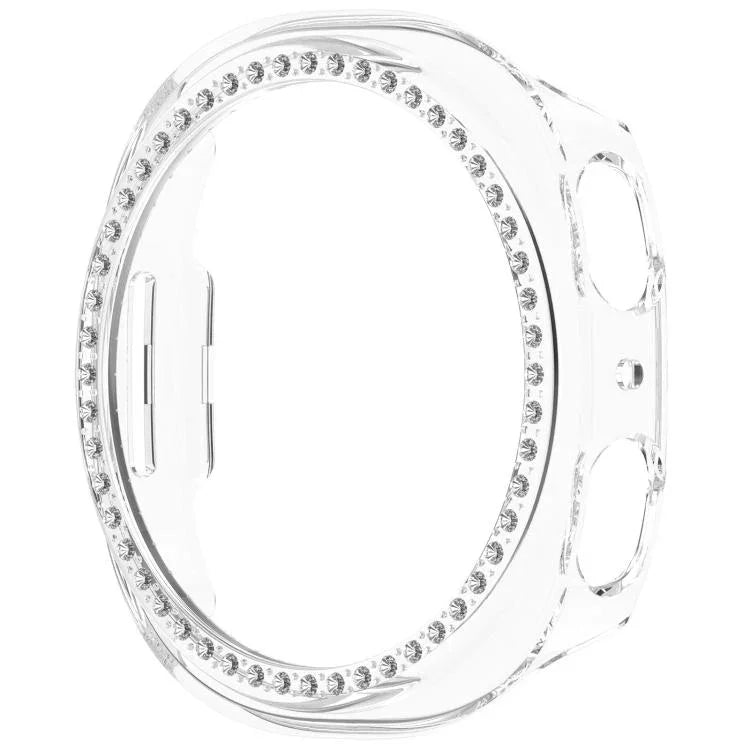 Capa de Relógio Oca de PC com Diamantes em Única Fileira e Cobertura Parcial, Para Samsung Galaxy Watch 8 44mm, Para Samsung Galaxy Watch 8 40mm