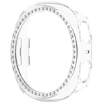 Capa de Relógio Oca de PC com Diamantes em Única Fileira e Cobertura Parcial, Para Samsung Galaxy Watch 8 44mm, Para Samsung Galaxy Watch 8 40mm