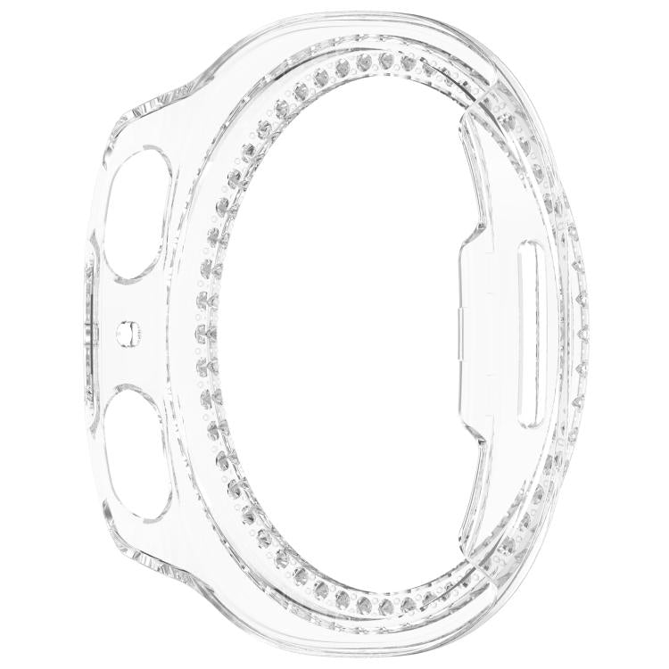 Capa de Relógio Oca de PC com Diamantes em Única Fileira e Cobertura Parcial, Para Samsung Galaxy Watch 8 44mm, Para Samsung Galaxy Watch 8 40mm