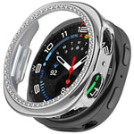 Capa de Relógio Oca de PC com Diamantes em Única Fileira e Cobertura Parcial, Para Samsung Galaxy Watch 8 44mm, Para Samsung Galaxy Watch 8 40mm