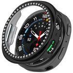 Capa de Relógio Oca de PC com Diamantes em Única Fileira e Cobertura Parcial, Para Samsung Galaxy Watch 8 44mm, Para Samsung Galaxy Watch 8 40mm