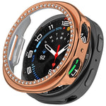 Capa de Relógio Oca de PC com Diamantes em Única Fileira e Cobertura Parcial, Para Samsung Galaxy Watch 8 44mm, Para Samsung Galaxy Watch 8 40mm
