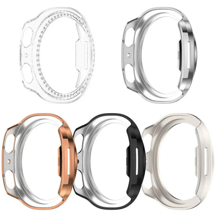 Capa de Relógio Oca de PC com Diamantes em Única Fileira e Cobertura Parcial, Para Samsung Galaxy Watch 8 44mm, Para Samsung Galaxy Watch 8 40mm