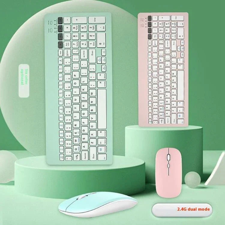 Conjunto de Teclado e Rato Silencioso Bluetooth Sem Fios Recarregável 2858+030 com 800/1200/1600 DPI