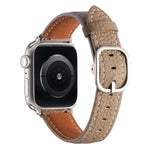 Correia de Relógio em Pele Genuína com Textura Litchi e Fivela Quadrada, Para Apple Watch 46mm / 49mm / 45mm / 44mm, Para Apple Watch 42mm / 41mm / 40mm / 38mm