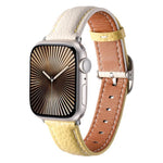 Correia de Relógio em Pele Genuína com Textura Litchi e Fivela Quadrada, Para Apple Watch 46mm / 49mm / 45mm / 44mm, Para Apple Watch 42mm / 41mm / 40mm / 38mm