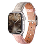 Correia de Relógio em Pele Genuína com Textura Litchi e Fivela Quadrada, Para Apple Watch 46mm / 49mm / 45mm / 44mm, Para Apple Watch 42mm / 41mm / 40mm / 38mm