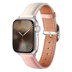 Correia de Relógio em Pele Genuína com Textura Litchi e Fivela Quadrada, Para Apple Watch 46mm / 49mm / 45mm / 44mm, Para Apple Watch 42mm / 41mm / 40mm / 38mm