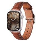 Correia de Relógio em Pele Genuína com Textura Litchi e Fivela Quadrada, Para Apple Watch 46mm / 49mm / 45mm / 44mm, Para Apple Watch 42mm / 41mm / 40mm / 38mm