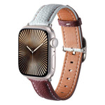 Correia de Relógio em Pele Genuína com Textura Litchi e Fivela Quadrada, Para Apple Watch 46mm / 49mm / 45mm / 44mm, Para Apple Watch 42mm / 41mm / 40mm / 38mm