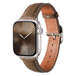 Correia de Relógio em Pele Genuína com Textura Litchi e Fivela Quadrada, Para Apple Watch 46mm / 49mm / 45mm / 44mm, Para Apple Watch 42mm / 41mm / 40mm / 38mm