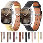 Correia de Relógio em Pele Genuína com Textura Litchi e Fivela Quadrada, Para Apple Watch 46mm / 49mm / 45mm / 44mm, Para Apple Watch 42mm / 41mm / 40mm / 38mm
