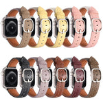 Correia de Relógio em Pele Genuína com Textura Litchi e Fivela Quadrada, Para Apple Watch 46mm / 49mm / 45mm / 44mm, Para Apple Watch 42mm / 41mm / 40mm / 38mm