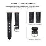 Correia de Relógio em Pele Genuína com Textura Litchi e Fivela Quadrada, Para Apple Watch 46mm / 49mm / 45mm / 44mm, Para Apple Watch 42mm / 41mm / 40mm / 38mm