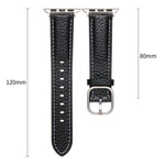 Correia de Relógio em Pele Genuína com Textura Litchi e Fivela Quadrada, Para Apple Watch 46mm / 49mm / 45mm / 44mm, Para Apple Watch 42mm / 41mm / 40mm / 38mm