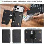 Capa de telemóvel em pele Kalebol com bolsa para cartões magnética MagSafe forte e dobrável em duas partes, para iPhone 17 Pro Max, para iPhone 17 Pro, para iPhone 17, para iPhone Air