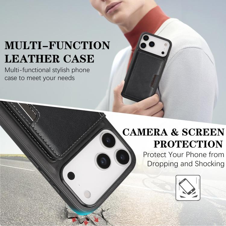 Capa de telemóvel em pele Kalebol com bolsa para cartões magnética MagSafe forte e dobrável em duas partes, para iPhone 17 Pro Max, para iPhone 17 Pro, para iPhone 17, para iPhone Air