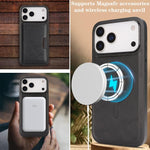 Capa de telemóvel em pele Kalebol com bolsa para cartões magnética MagSafe forte e dobrável em duas partes, para iPhone 17 Pro Max, para iPhone 17 Pro, para iPhone 17, para iPhone Air
