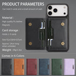 Capa de telemóvel em pele Kalebol com bolsa para cartões magnética MagSafe forte e dobrável em duas partes, para iPhone 17 Pro Max, para iPhone 17 Pro, para iPhone 17, para iPhone Air