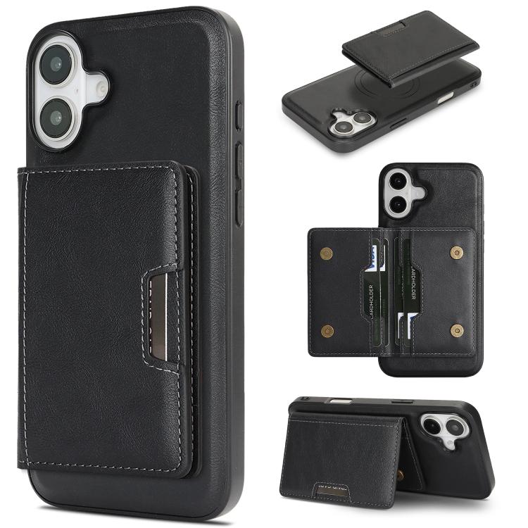 Capa de telemóvel em pele Kalebol com bolsa para cartões magnética MagSafe forte e dobrável em duas partes, para iPhone 17 Pro Max, para iPhone 17 Pro, para iPhone 17, para iPhone Air