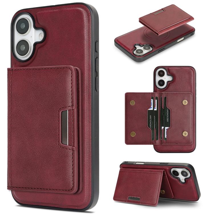 Capa de telemóvel em pele Kalebol com bolsa para cartões magnética MagSafe forte e dobrável em duas partes, para iPhone 17 Pro Max, para iPhone 17 Pro, para iPhone 17, para iPhone Air