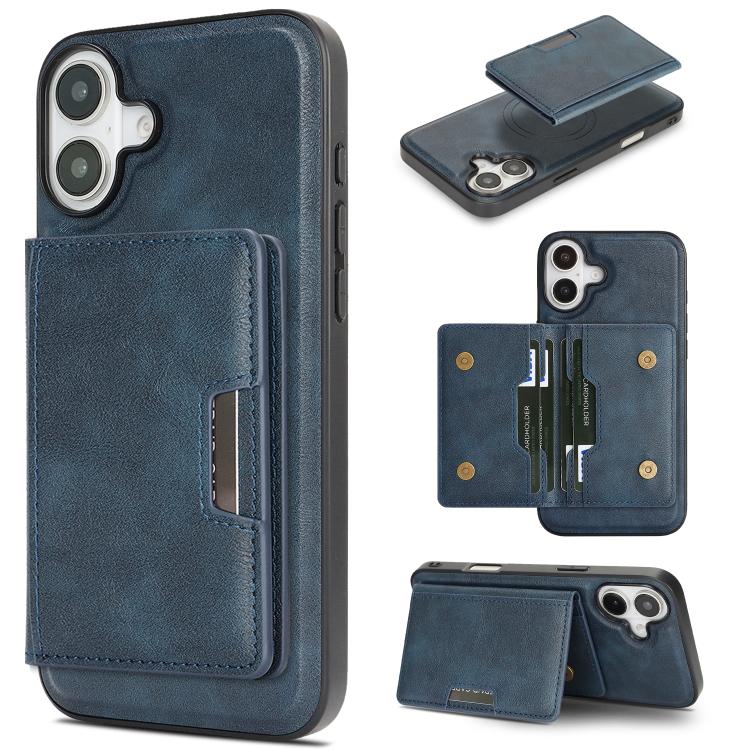 Capa de telemóvel em pele Kalebol com bolsa para cartões magnética MagSafe forte e dobrável em duas partes, para iPhone 17 Pro Max, para iPhone 17 Pro, para iPhone 17, para iPhone Air