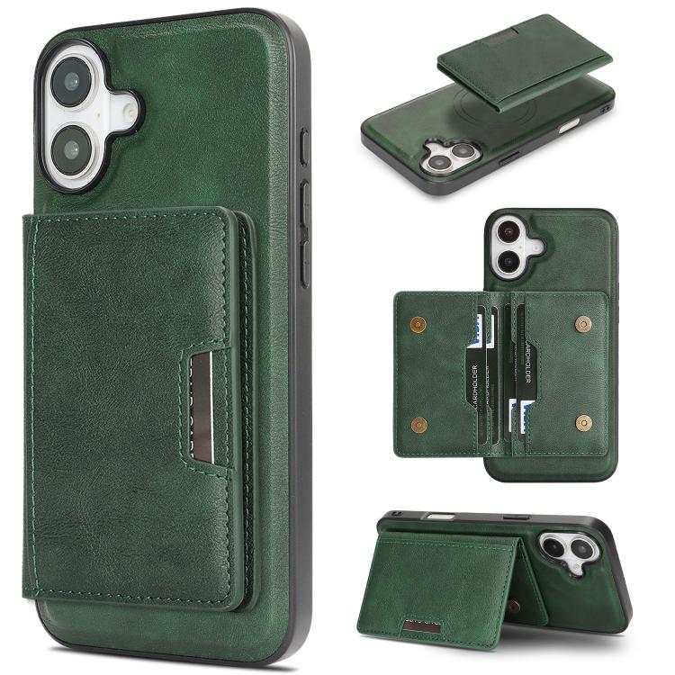 Capa de telemóvel em pele Kalebol com bolsa para cartões magnética MagSafe forte e dobrável em duas partes, para iPhone 17 Pro Max, para iPhone 17 Pro, para iPhone 17, para iPhone Air
