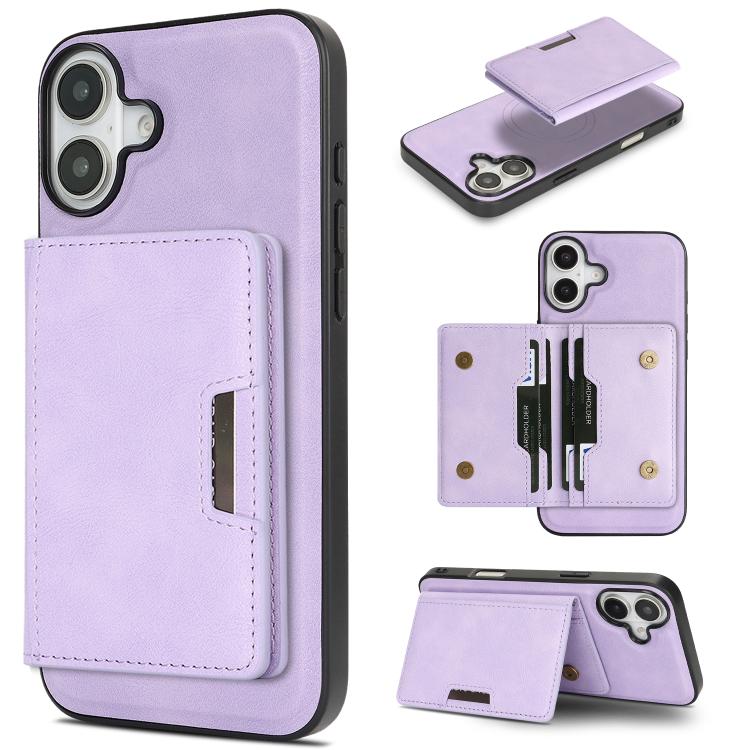 Capa de telemóvel em pele Kalebol com bolsa para cartões magnética MagSafe forte e dobrável em duas partes, para iPhone 17 Pro Max, para iPhone 17 Pro, para iPhone 17, para iPhone Air
