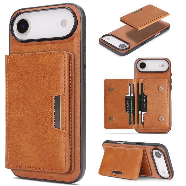 Capa de telemóvel em pele Kalebol com bolsa para cartões magnética MagSafe forte e dobrável em duas partes, para iPhone 17 Pro Max, para iPhone 17 Pro, para iPhone 17, para iPhone Air