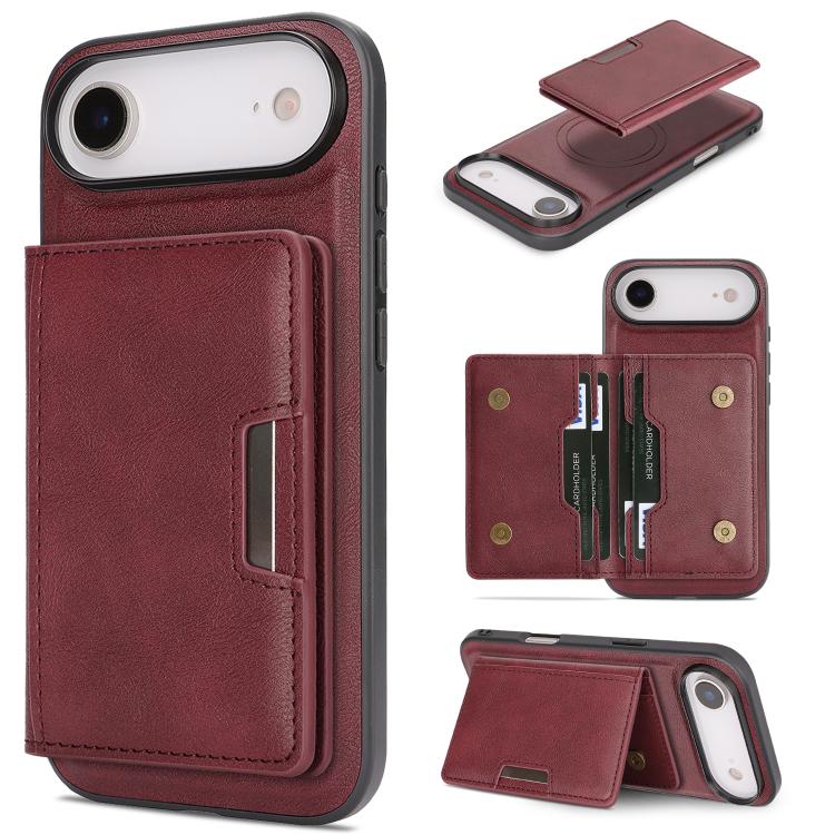 Capa de telemóvel em pele Kalebol com bolsa para cartões magnética MagSafe forte e dobrável em duas partes, para iPhone 17 Pro Max, para iPhone 17 Pro, para iPhone 17, para iPhone Air