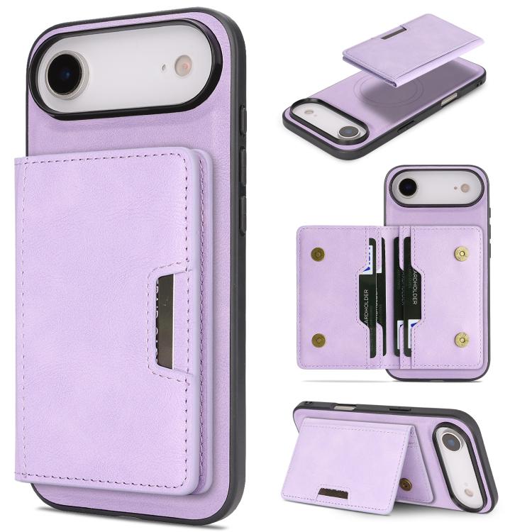 Capa de telemóvel em pele Kalebol com bolsa para cartões magnética MagSafe forte e dobrável em duas partes, para iPhone 17 Pro Max, para iPhone 17 Pro, para iPhone 17, para iPhone Air