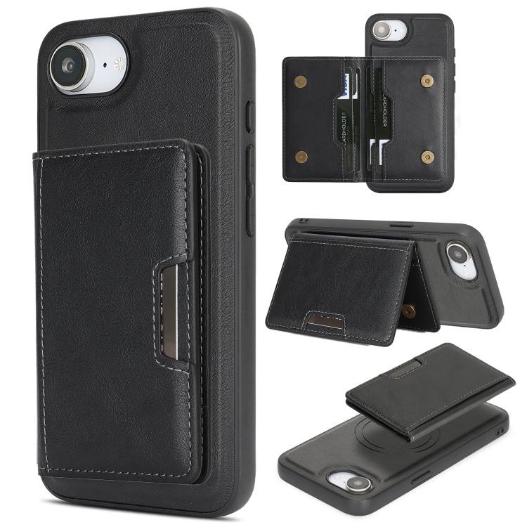 Capa de telemóvel em pele Kalebol com bolsa para cartões magnética MagSafe forte e dobrável em duas partes, para iPhone 17 Pro Max, para iPhone 17 Pro, para iPhone 17, para iPhone Air