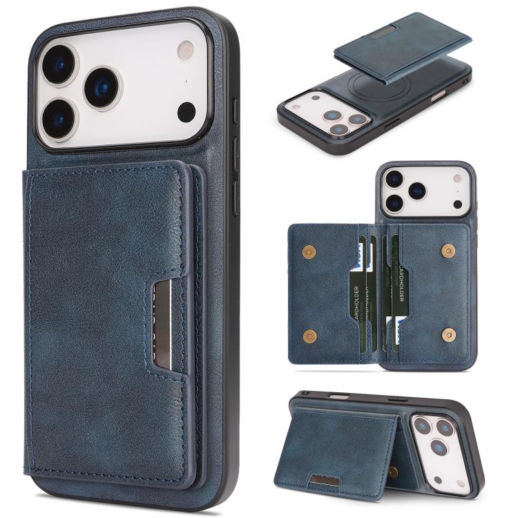 Capa de telemóvel em pele Kalebol com bolsa para cartões magnética MagSafe forte e dobrável em duas partes, para iPhone 17 Pro Max, para iPhone 17 Pro, para iPhone 17, para iPhone Air