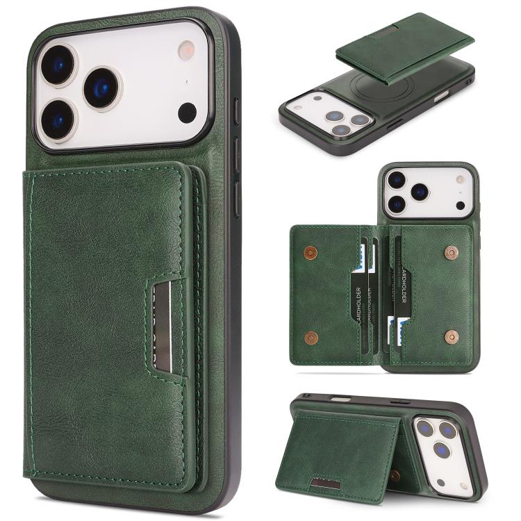 Capa de telemóvel em pele Kalebol com bolsa para cartões magnética MagSafe forte e dobrável em duas partes, para iPhone 17 Pro Max, para iPhone 17 Pro, para iPhone 17, para iPhone Air