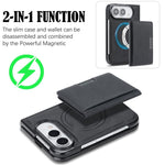 Capa de telemóvel em pele Kalebol com bolsa para cartões magnética MagSafe forte e dobrável em duas partes, para iPhone 17 Pro Max, para iPhone 17 Pro, para iPhone 17, para iPhone Air