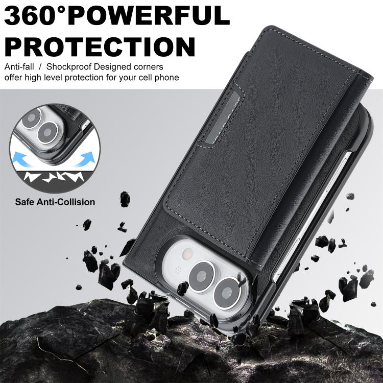 Capa de telemóvel em pele Kalebol com bolsa para cartões magnética MagSafe forte e dobrável em duas partes, para iPhone 17 Pro Max, para iPhone 17 Pro, para iPhone 17, para iPhone Air