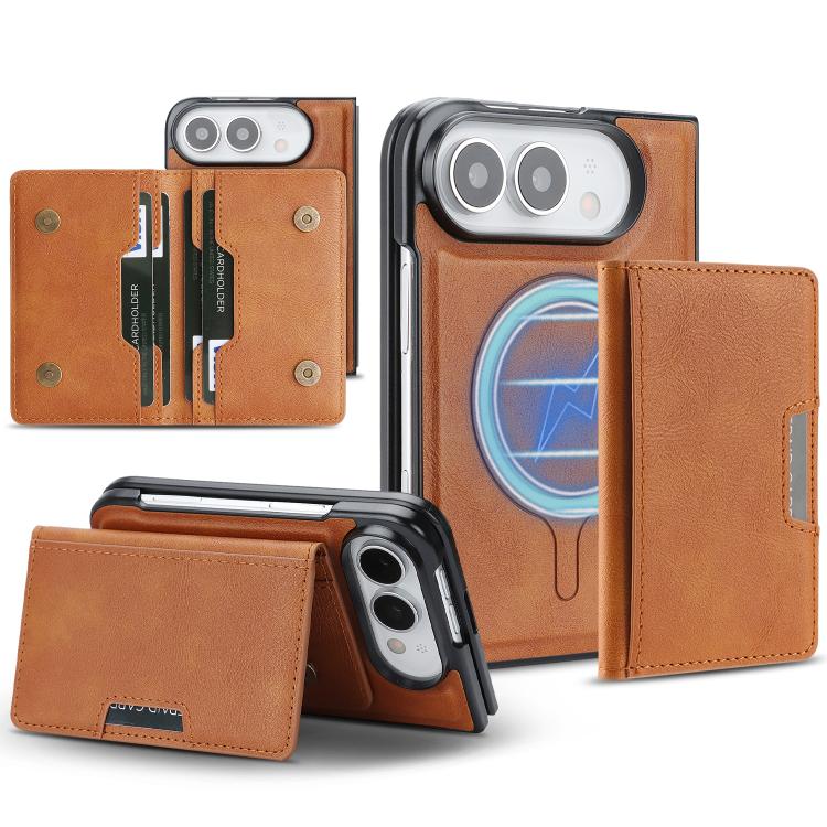 Capa de telemóvel em pele Kalebol com bolsa para cartões magnética MagSafe forte e dobrável em duas partes, para iPhone 17 Pro Max, para iPhone 17 Pro, para iPhone 17, para iPhone Air