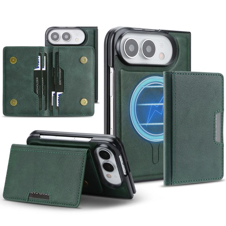 Capa de telemóvel em pele Kalebol com bolsa para cartões magnética MagSafe forte e dobrável em duas partes, para iPhone 17 Pro Max, para iPhone 17 Pro, para iPhone 17, para iPhone Air