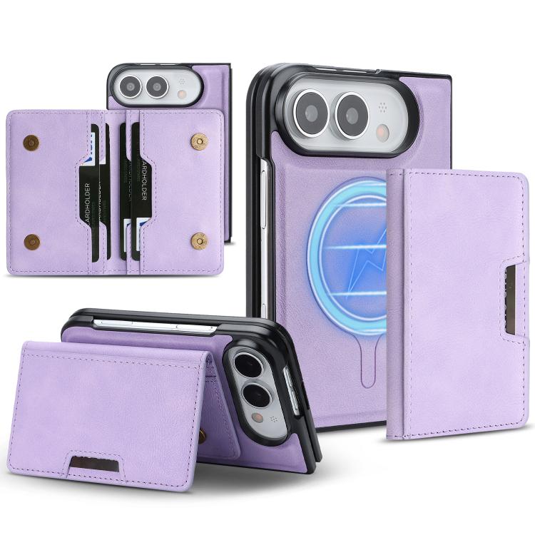 Capa de telemóvel em pele Kalebol com bolsa para cartões magnética MagSafe forte e dobrável em duas partes, para iPhone 17 Pro Max, para iPhone 17 Pro, para iPhone 17, para iPhone Air