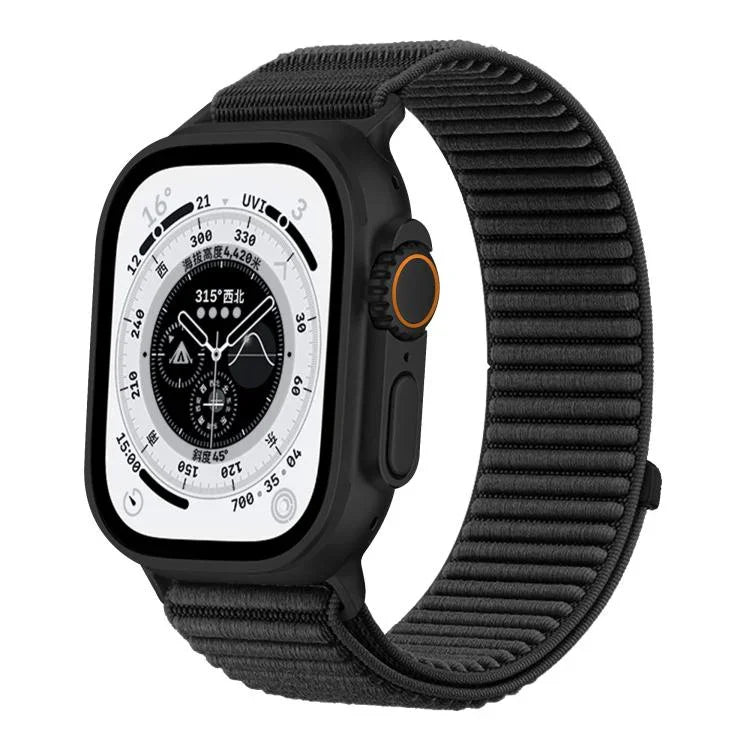 Correia de Relógio em Nylon Trançado com Fecho de Gancho e Argola e Interface Metálica, Para Apple Watch 46mm / 49mm / 45mm / 44mm, Para Apple Watch 42mm / 41mm / 40mm / 38mm