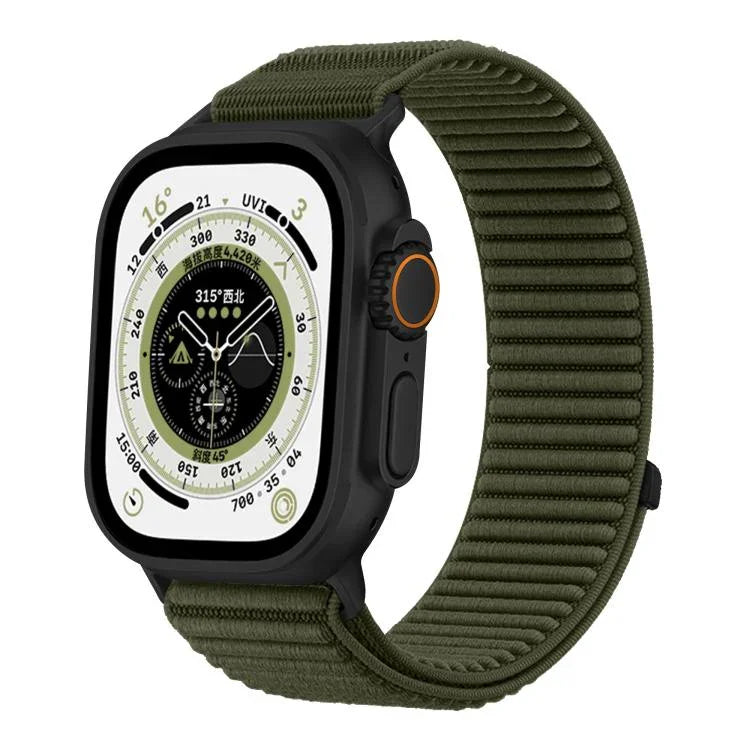 Correia de Relógio em Nylon Trançado com Fecho de Gancho e Argola e Interface Metálica, Para Apple Watch 46mm / 49mm / 45mm / 44mm, Para Apple Watch 42mm / 41mm / 40mm / 38mm