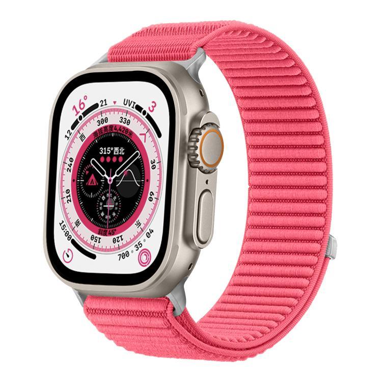 Correia de Relógio em Nylon Trançado com Fecho de Gancho e Argola e Interface Metálica, Para Apple Watch 46mm / 49mm / 45mm / 44mm, Para Apple Watch 42mm / 41mm / 40mm / 38mm