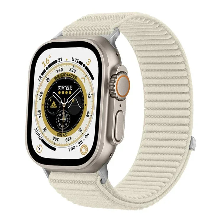Correia de Relógio em Nylon Trançado com Fecho de Gancho e Argola e Interface Metálica, Para Apple Watch 46mm / 49mm / 45mm / 44mm, Para Apple Watch 42mm / 41mm / 40mm / 38mm